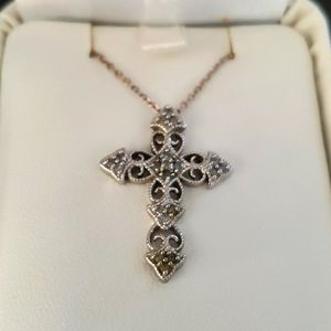 Silver and diamond accent cross